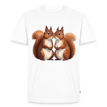 Twin Squirrel Lovers - Men's Premium Organic T-Shirt - white - Front - Nico (187cm)