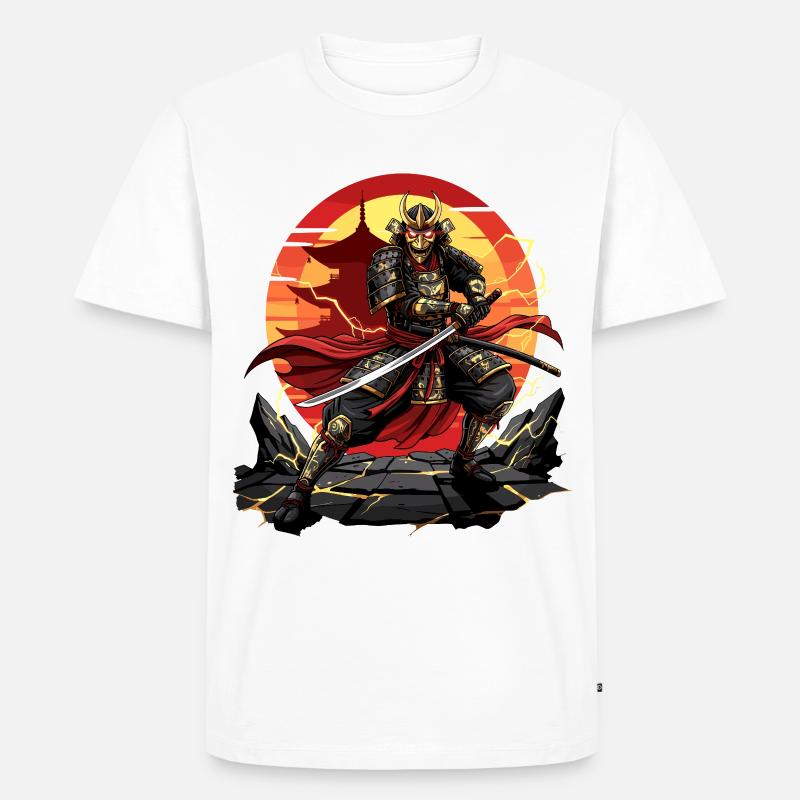 Otaku Samurai Krieger Japan Katana Design - Männer Premium Bio T-Shirt - Weiß