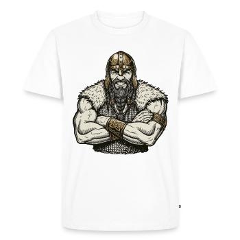 Légende viking viking marin Odin Raven Fighter - T-shirt Premium bio Homme - blanc - Devant - Nico (187cm)