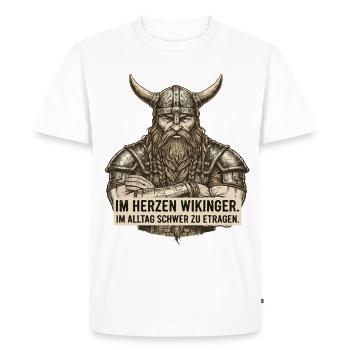 Légende viking viking marin Odin Raven Fighter - T-shirt Premium bio Homme - blanc - Devant - Nico (187cm)