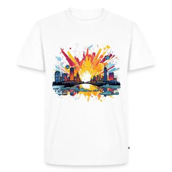 Feux d’artifice urbains Skyline Spritz - T-shirt Premium bio Homme - blanc - Devant - Nico (187cm)