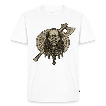 Légende viking viking marin Odin Raven Fighter - T-shirt Premium bio Homme - blanc - Devant - Nico (187cm)