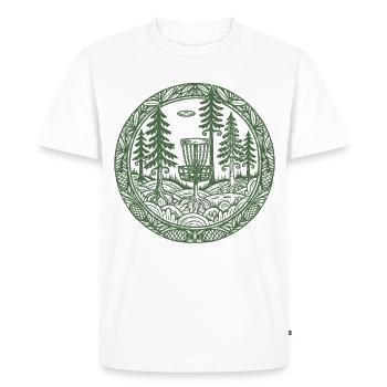 Forest Disc Golf Basket Flying Disc Course Scene - Men's Premium Organic T-Shirt - white - Front - Nico (187cm)