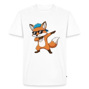 Cool Dabbing Fox Sunglasses Cartoon Art - Men's Premium Organic T-Shirt - white - Front - Nico (187cm)