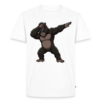 Dabbing Gorilla – Motif de dessin animé drôle d’animal - T-shirt Premium bio Homme - blanc - Devant - Nico (187cm)