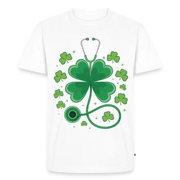 Shamrock Stethoscope Design - Men's Premium Organic T-Shirt - white - Front - Nico (187cm)