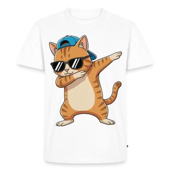 Dessin animé de lunettes de soleil pour chat à faire du dabing - T-shirt Premium bio Homme - blanc - Devant - Nico (187cm)