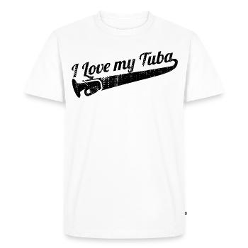Tuba Player Love - Men's Premium Organic T-Shirt - white - Front - Nico (187cm)