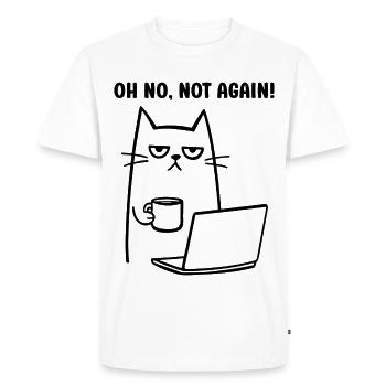 Oh no, not again funny cat with Coffee Notebook - Men's Premium Organic T-Shirt - white - Front - Nico (187cm)