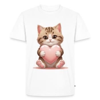 Petit chaton câlin avec du cœur - T-shirt Premium bio Homme - blanc - Devant - Nico (187cm)