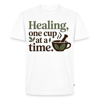 Elite Clinical Botanical Infusion Specialists  - Men's Premium Organic T-Shirt - white - Front - Nico (187cm)