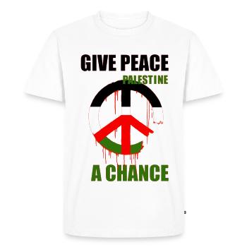 Peace Symbol for Palestine – Give Peace a Chance - Men's Premium Organic T-Shirt - white - Front - Nico (187cm)