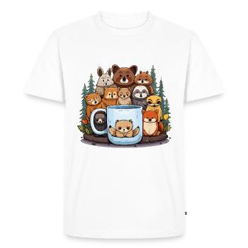 Animaux forestiers autour des coupes - T-shirt Premium bio Homme - blanc - Devant - Nico (187cm)