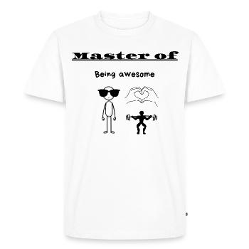 Maître de l’Être Génial - T-shirt Premium bio Homme - blanc - Devant - Nico (187cm)