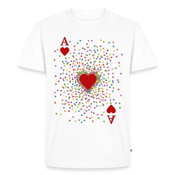 Costume de confettis Heart Ace | Déguisement de carnaval - T-shirt Premium bio Homme - blanc - Devant - Nico (187cm)