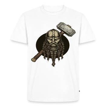Légende viking viking marin Odin Raven Fighter - T-shirt Premium bio Homme - blanc - Devant - Nico (187cm)