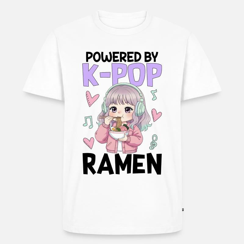 Powered By K-Pop Ramen - Männer Premium Bio T-Shirt - Weiß