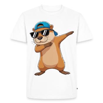 Dessin animé de lunettes de soleil Otter Cool Dabbing - T-shirt Premium bio Homme - blanc - Devant - Nico (187cm)