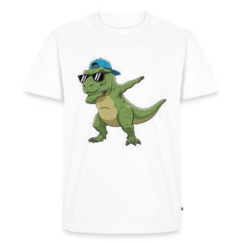 Dessin animé de lunettes T-Rex à appliquer à la perfection - T-shirt Premium bio Homme - blanc - Devant - Nico (187cm)