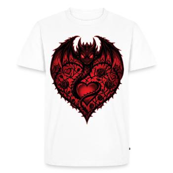 Cute Heart Romantic Dragon Lover Roses Love - Men's Premium Organic T-Shirt - white - Front - Nico (187cm)