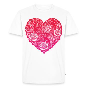 Heart Romantic Dragon Roses Love - Men's Premium Organic T-Shirt - white - Front - Nico (187cm)