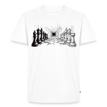 Stratégie aux échecs – Perspective infinie - T-shirt Premium bio Homme - blanc - Devant - Nico (187cm)