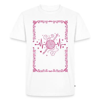 Crochet drôle au crochet Heartbeat Crochet Lover - T-shirt Premium bio Homme - blanc - Devant - Nico (187cm)