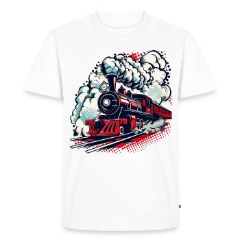 steam locomotive - Men's Premium Organic T-Shirt - white - Front - Nico (187cm)