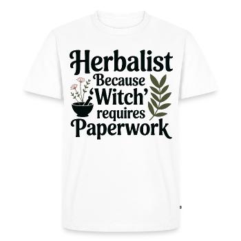 Herbalist Because Witch Requires Paperwork - Men's Premium Organic T-Shirt - white - Front - Nico (187cm)