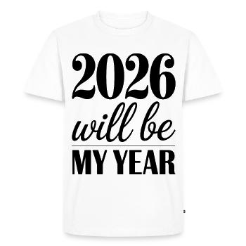 2026 sera mon année Motivation pour la nouvelle année - T-shirt Premium bio Homme - blanc - Devant - Nico (187cm)