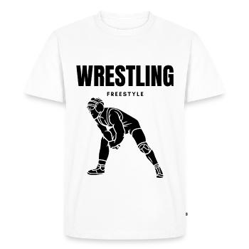 SUR LE TAPIS — LUTTE LIBRE - T-shirt Premium bio Homme - blanc - Devant - Nico (187cm)