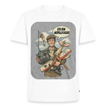 Modèle réduit d’avion dans un style vintage - T-shirt Premium bio Homme - blanc - Devant - Nico (187cm)