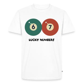 67 Numéros Porte-Bonheur - Billard de billard Vintage Design - T-shirt Premium bio Homme - blanc - Devant - Nico (187cm)