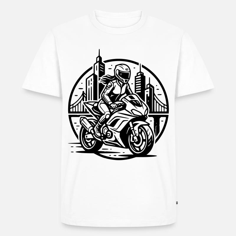 Biker, der auf ein Abenteuer geht - Männer Premium Bio T-Shirt - Weiß