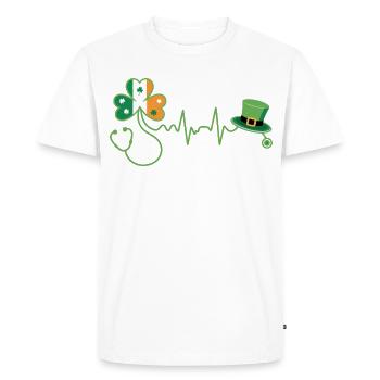 Shamrock Heartbeat Irish Med - Men's Premium Organic T-Shirt - white - Front - Nico (187cm)