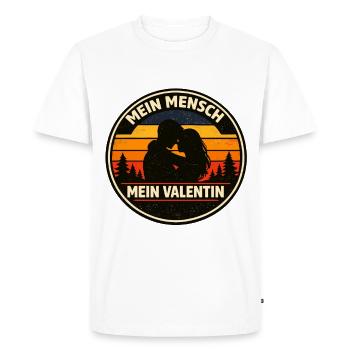 Mon humain, mon badge rétro de la Saint-Valentin - T-shirt Premium bio Homme - blanc - Devant - Nico (187cm)