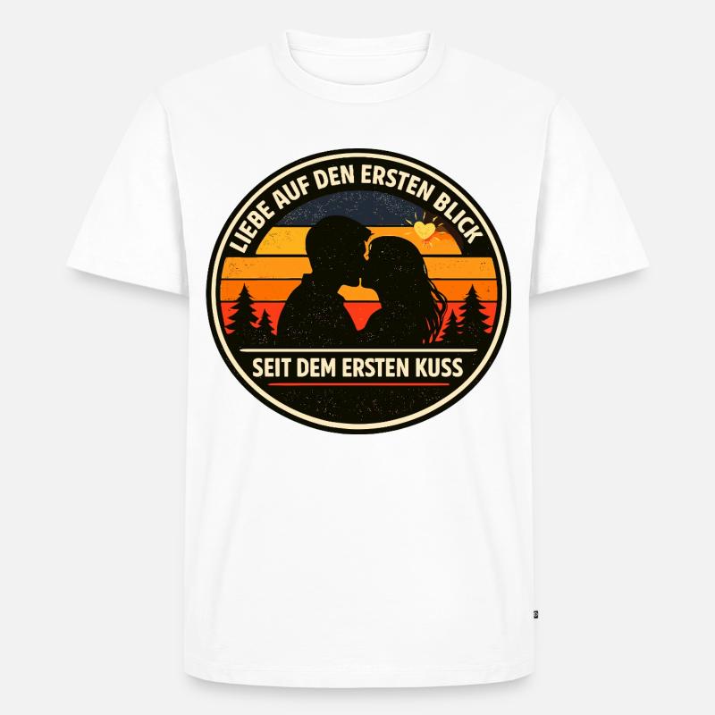 Liebe auf den ersten Blick Spruch - Männer Premium Bio T-Shirt - Weiß