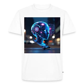 Portrait holographique au néon par IA - T-shirt Premium bio Homme - blanc - Devant - Nico (187cm)
