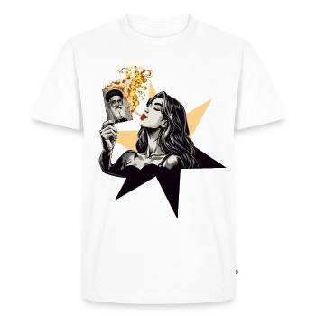 Femme feu 1 - T-shirt Premium bio Homme - blanc - Devant - Nico (187cm)