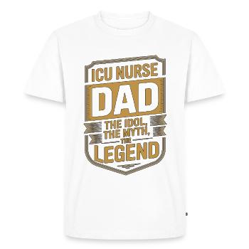 Père infirmier en soins intensifs L’idole Le mythe Infirmier en soins aigus - T-shirt Premium bio Homme - blanc - Devant - Nico (187cm)