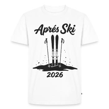 APRES SKI 2026 Fête de Piste d’Hiver - T-shirt Premium bio Homme - blanc - Devant - Nico (187cm)
