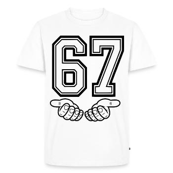 SIX SEVEN – 67 Number Memes in Retro Look - Men's Premium Organic T-Shirt - white - Front - Nico (187cm)