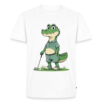 Héros du golf alligator dans un look décontracté - T-shirt Premium bio Homme - blanc - Devant - Nico (187cm)