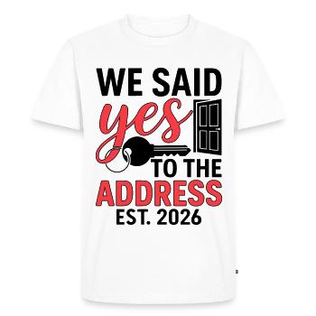 We Said Yes to The Address 2026 - T-shirt Premium bio Homme - blanc - Devant - Nico (187cm)