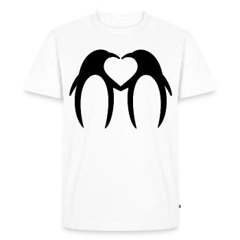 Penguin Loving Heart – Design minimaliste - T-shirt Premium bio Homme - blanc - Devant - Nico (187cm)