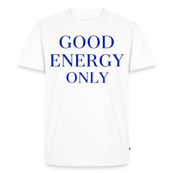 Bonne énergie seulement - T-shirt Premium bio Homme - blanc - Devant - Nico (187cm)