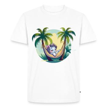 Sleeping unicorn in palm tree paradise - Men's Premium Organic T-Shirt - white - Front - Nico (187cm)