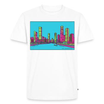 Skyline de la ville de Chongqing Dessin de lignes du fleuve Yangtsé - T-shirt Premium bio Homme - blanc - Devant - Nico (187cm)