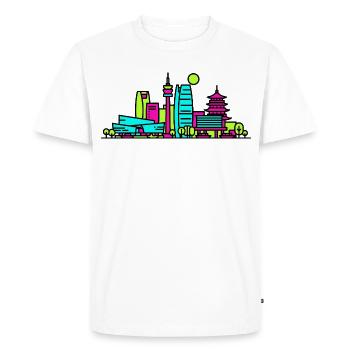 Skyline de la ville de Hangzhou West Lake Art moderne en ligne - T-shirt Premium bio Homme - blanc - Devant - Nico (187cm)