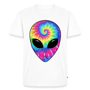 Psychedelic TieDye Alien Face - Men's Premium Organic T-Shirt - white - Front - Nico (187cm)